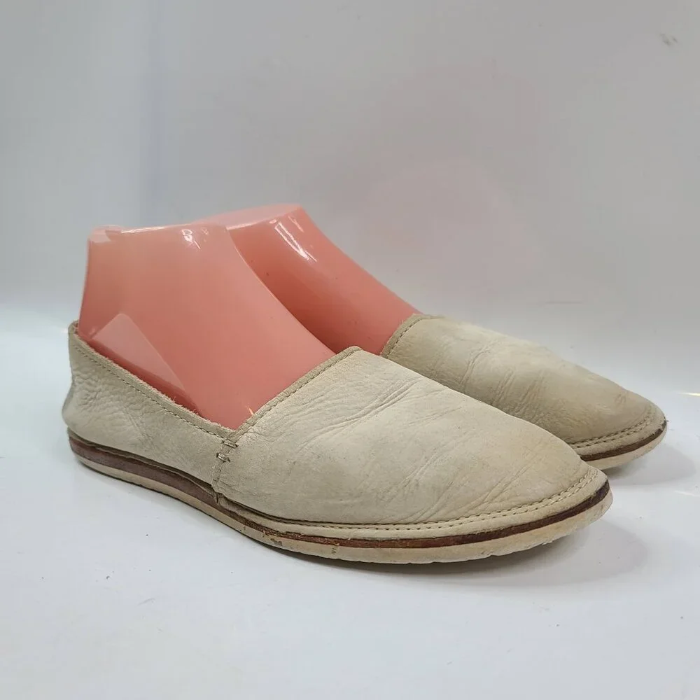 Frye Women's Beige Milly Leather‎ A-Line Slip On Flats Loafers Size US 8.5